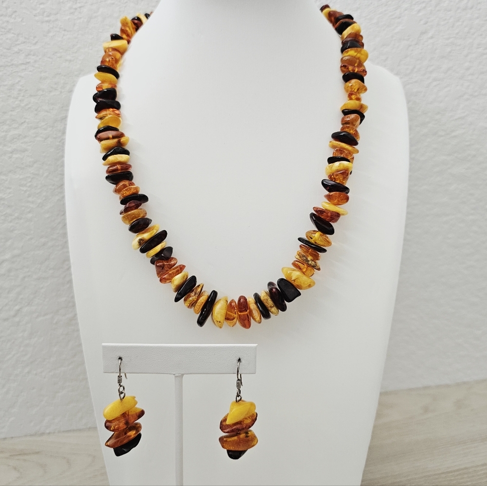 Silpada Rare Mixed Amber Chip 20" Necklace [N0883] Matching Earrings [W1015] SET